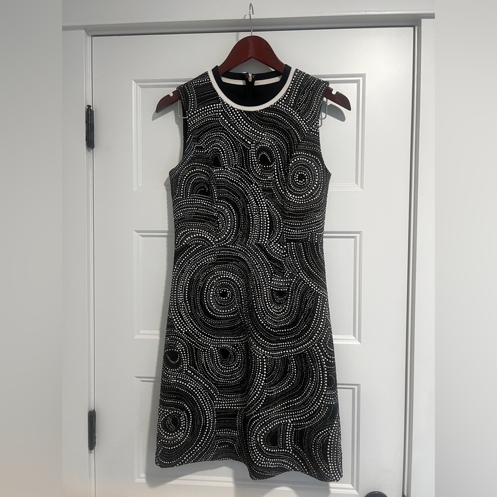 Tommy Hilfiger Black Mini Dress with White Dot Swirl Pattern